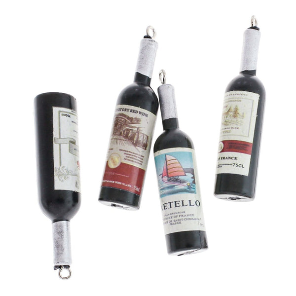 Black Wine Bottle Resin Charm 3D - K406