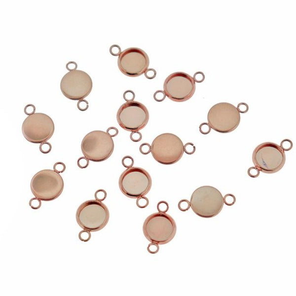 Rose Gold Stainless Steel Cabochon Connector Settings - 6mm Tray - 5 Pieces - CBS012