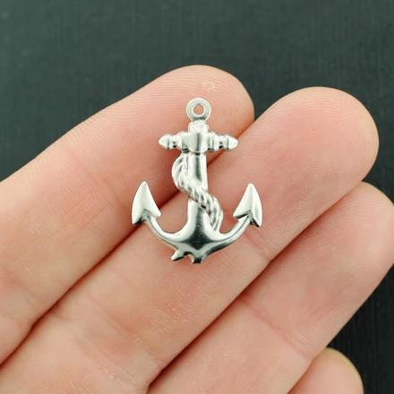 5 Anchor Silver Tone Stainless Steel Charms 2 Sided - FD714