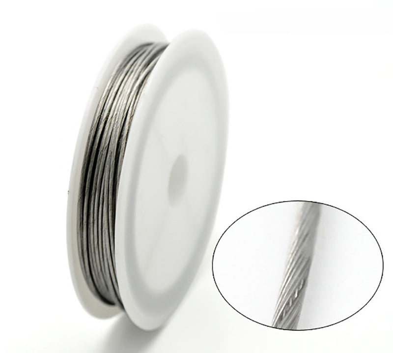BULK Antique Silver Tone Beading Wire 29.5Ft - 1mm - Z369