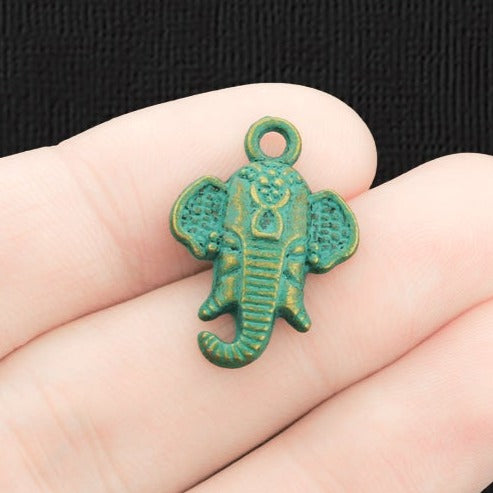 5 breloques éléphant ton bronze antique avec fausse patine - BC227