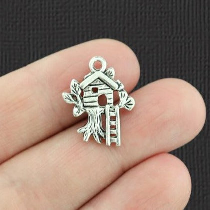 5 Tree House Antique Silver Tone Charms - SC633