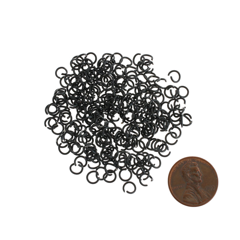 Anneaux noirs en acier inoxydable 5 mm x 0,8 mm - calibre 20 ouvert - 20 anneaux - SS106