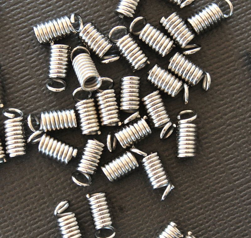 Silver Tone Coil Ends - 9mm x 4mm - 200 Pieces - FD006