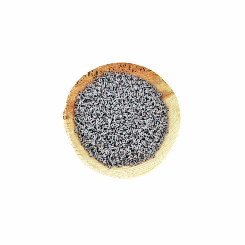 Perles de verre 8/0 3mm - Gris avec rayures noires - 50g 1000 Perles - BD2249