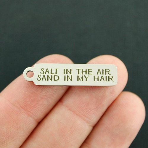 Beach Stainless Steel Charms - Salt in the air sand in my hair - BFS015-6935