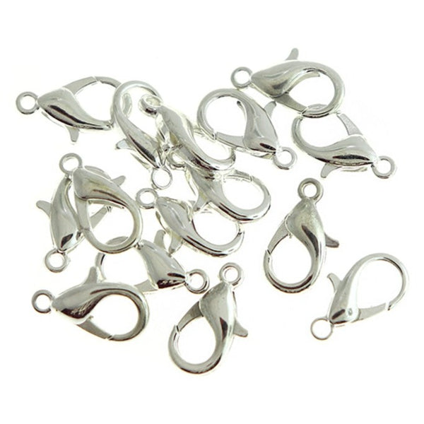 Antique Silver Tone Lobster Clasps 16mm x 8mm - 10 Clasps - FF310