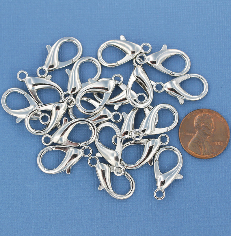 Silver Tone Lobster Clasps 20mm - 10 Clasps - FD606