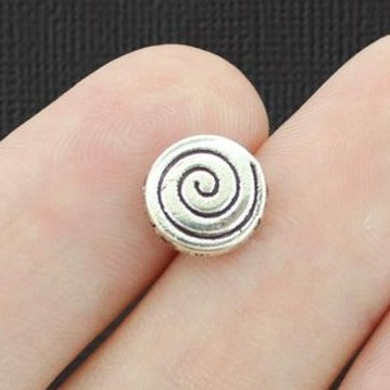Spiral Spacer Beads 9mm x 3mm - Antique Silver Tone - 15 Beads - SC5490