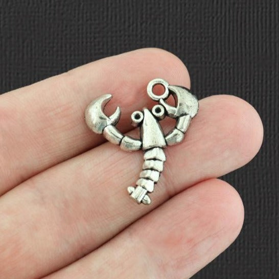 4 Lobster Antique Silver Tone Charms - SC3748