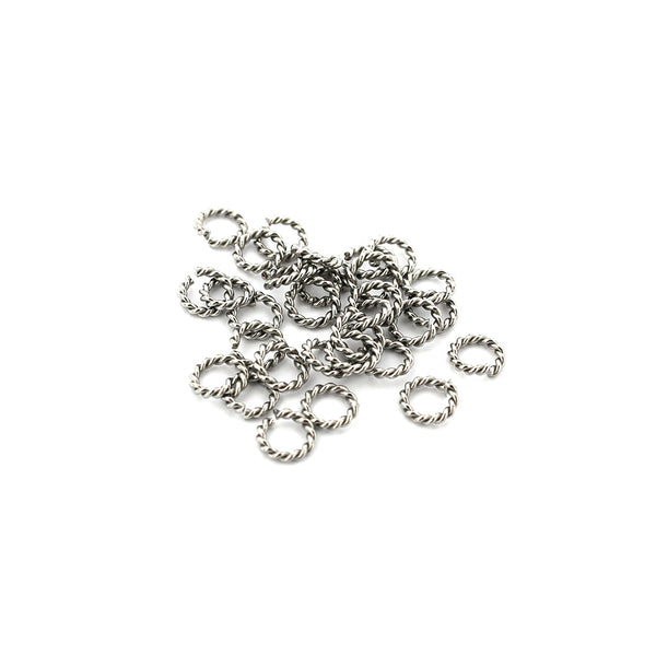 Stainless Steel Jump Rings 8mm x 1.5mm - Open 15 Gauge Braided Texture - 30 Rings - J177