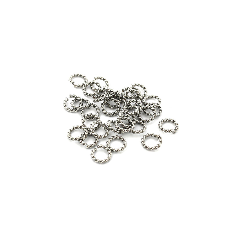 Anneaux de jonction en acier inoxydable 8 mm x 1,5 mm - Texture tressée de calibre 15 ouvert - 30 anneaux - J177