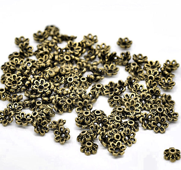 Capuchons de perles de ton bronze antique - 6 mm x 2,8 mm - 50 pièces - BC361
