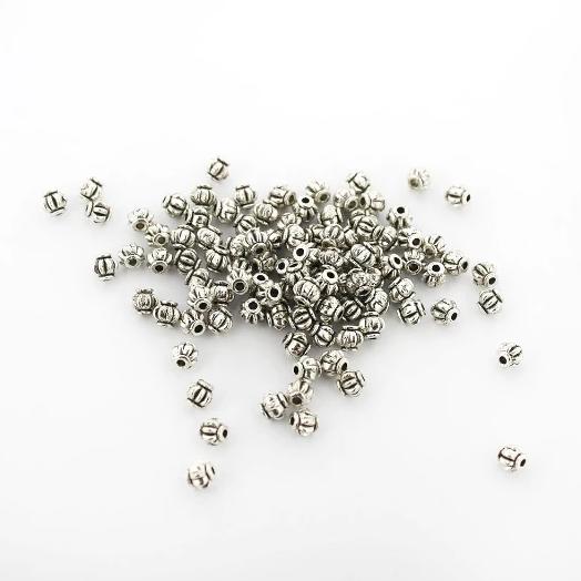 Perles d'espacement lanterne 4 mm - ton argent - 50 perles - SC7640