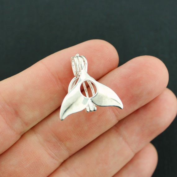 Queue de Baleine Perle Cage Ton Argent 3D - BR058