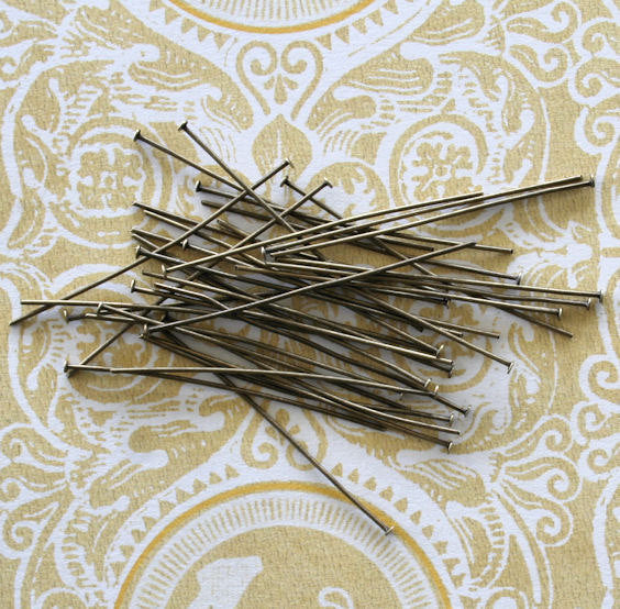 Antique Bronze Tone Flat Head Pins - 50mm - 300 Pieces - PIN16