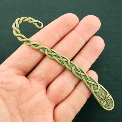 BULK 5 Bookmark Antique Bronze Tone Charms 2 Sided - BC1662