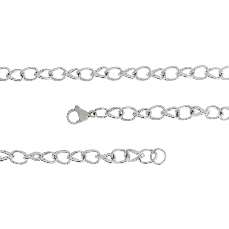 Stainless Steel Curb Chain Necklace 21" - 6mm - 10 Necklaces - N260