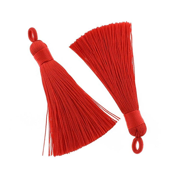 Polyester Tassels with Attached Loop - Ruby Red - 2 Pieces - TSP027