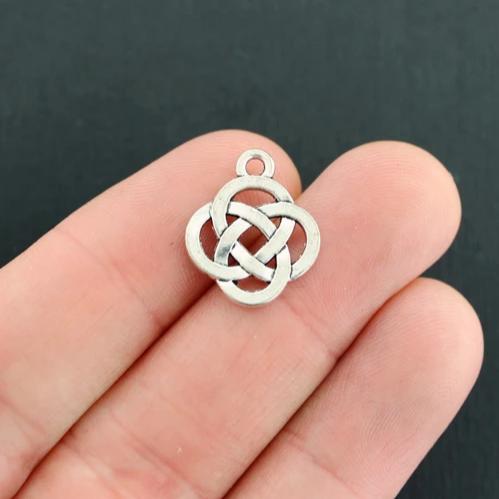 12 Celtic Knot Antique Silver Tone Charms 2 Sided - SC3253