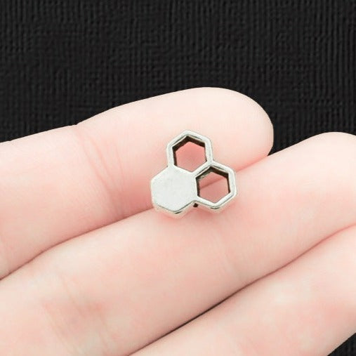 Honeycomb Spacer Beads 12mm x 12mm - Antique Silver Tone - 10 Beads - SC3313