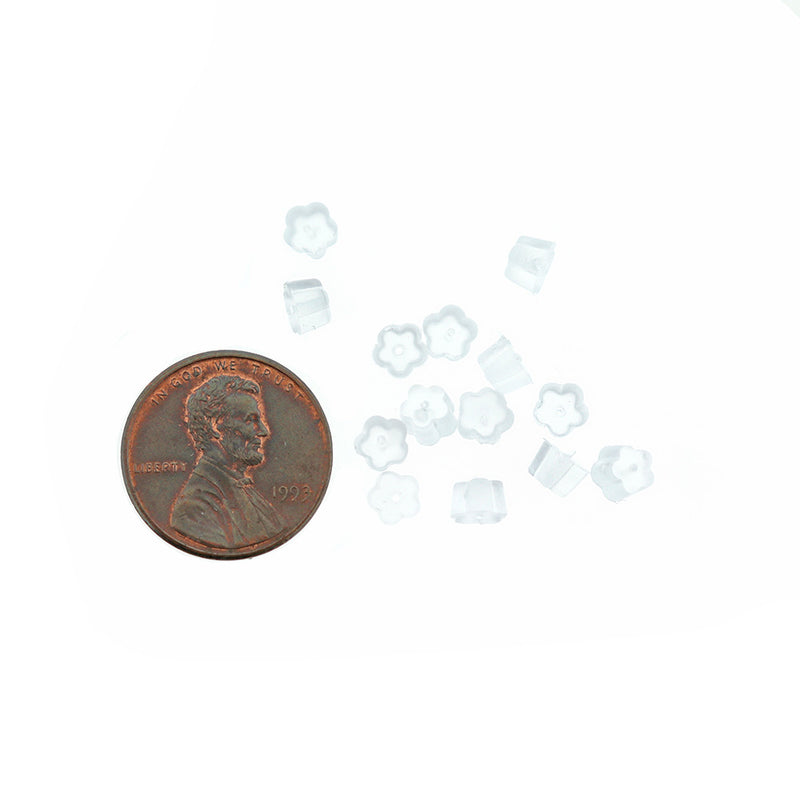 Clear Flower Earring Backs - 4mm - 20g or 465 Pieces - FD432