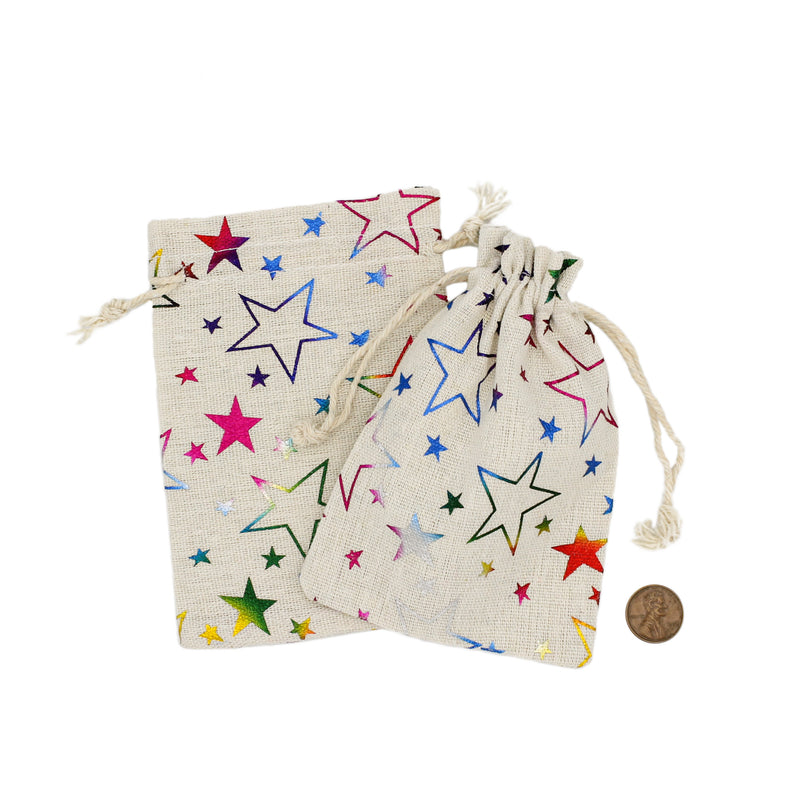 4 Star Cotton Drawstring Bags 14cm x 10cm - TL190