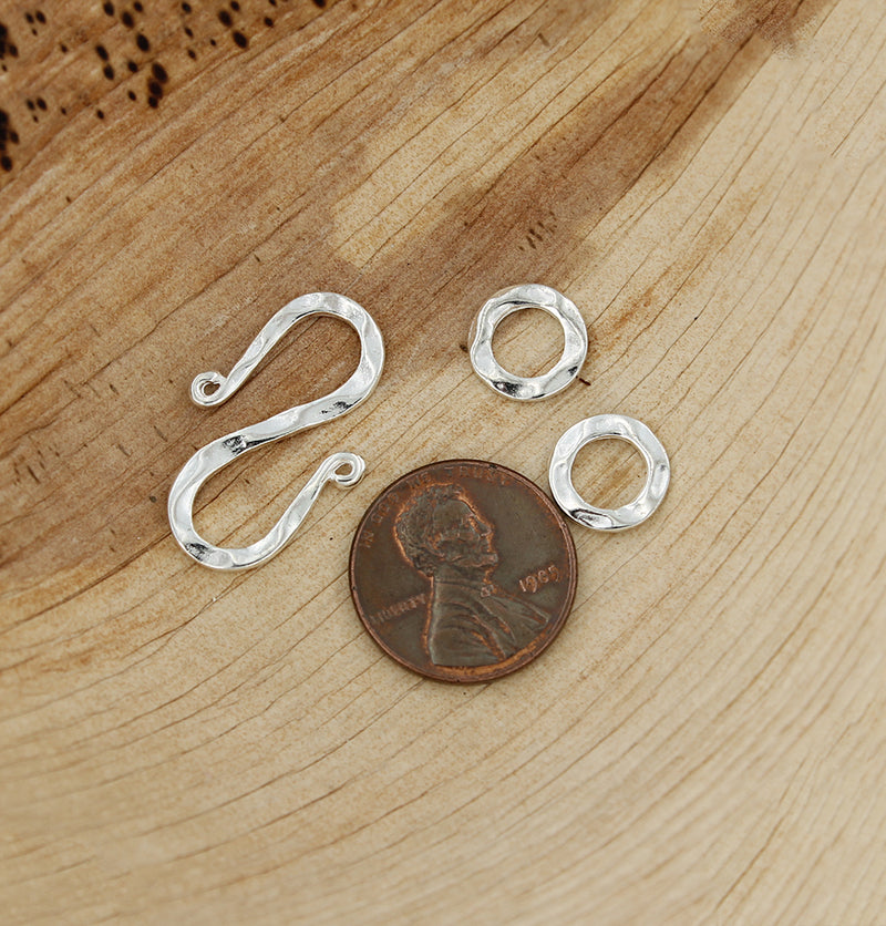 Silver Tone S Shape Toggle Clasps 26mm x 17mm - 4 Sets 8 Pieces - FD586
