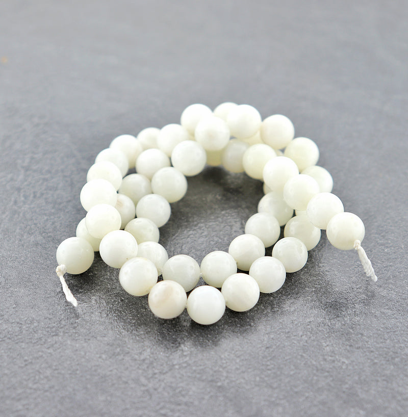 Round Natural Moonstone Beads 8mm - White Glow - 10 Beads - BD1858