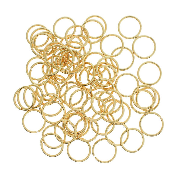 Gold Stainless Steel Jump Rings 12mm x 1mm - Open 18 Gauge - 10 Rings - SS104