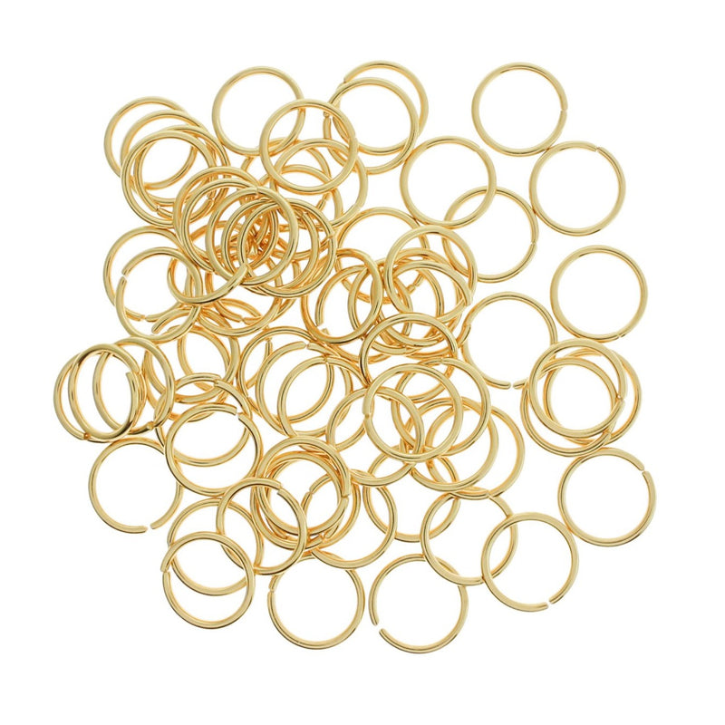 Gold Stainless Steel Jump Rings 12mm x 1mm - Open 18 Gauge - 10 Rings - SS104