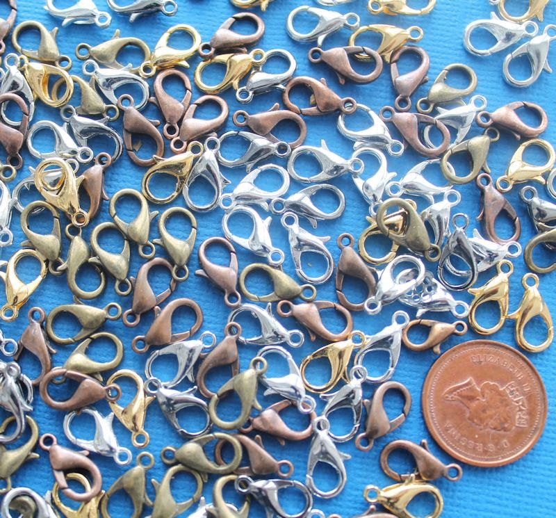 Assorted Tone Lobster Clasps 10mm x 6mm - 50 Clasps - FD102