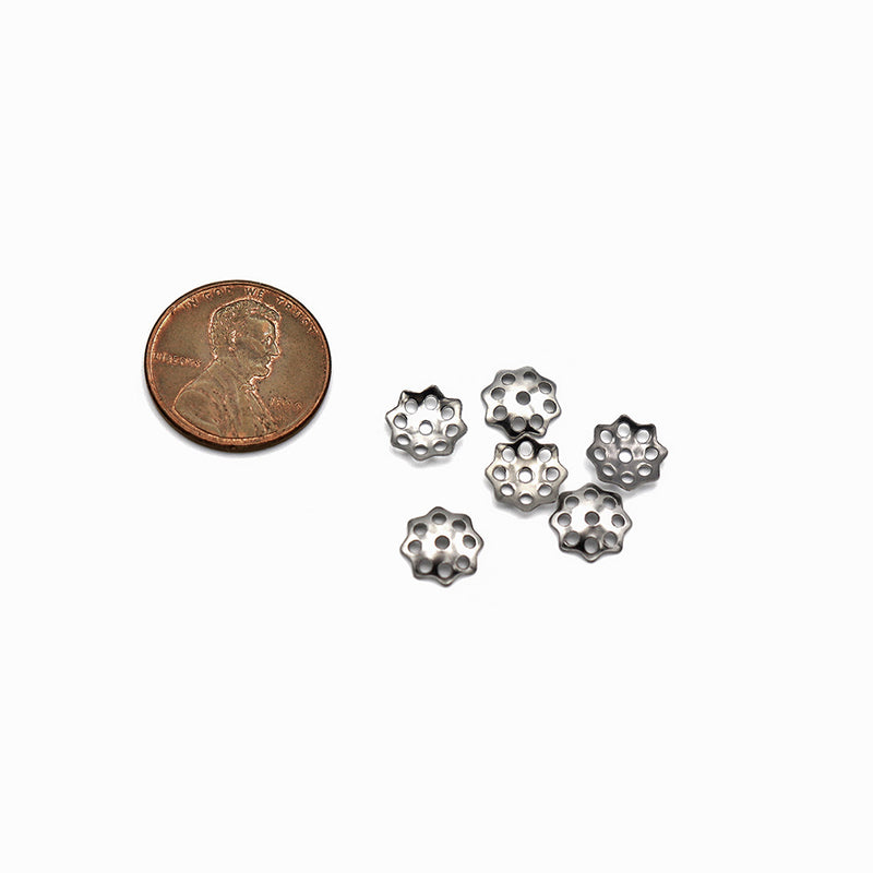 Stainless Steel Bead Caps - 8mm x 2mm - 20 Pieces - FD900