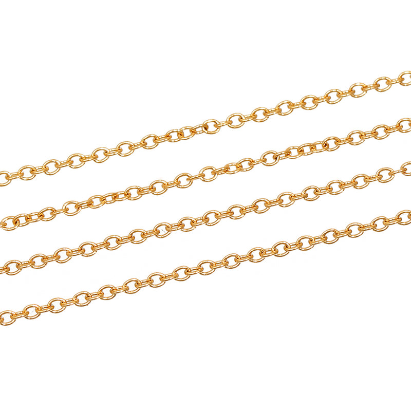 BULK Gold Tone Stainless Steel Cable Chain 1 Meter - 3.25Ft - 1.6mm - FD399