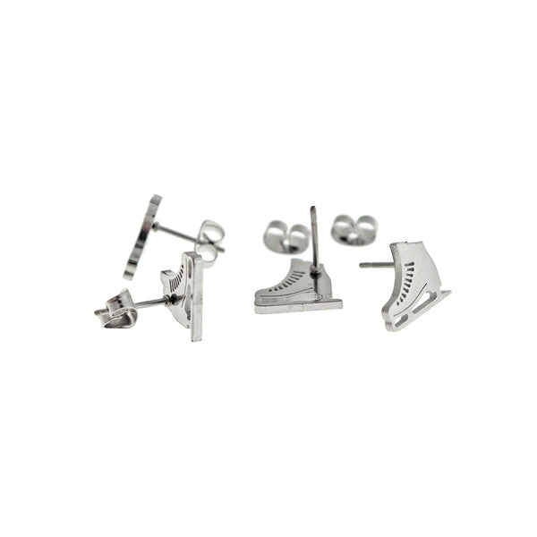 Stainless Steel Earrings - Figure Skate Studs - 11mm x 10mm - 2 Pieces 1 Pair - ER889