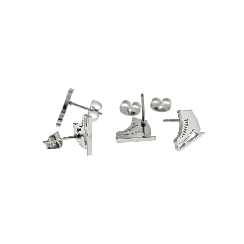 Boucles d'oreilles en acier inoxydable - Clous de patin artistique - 11 mm x 10 mm - 2 pièces 1 paire - ER889