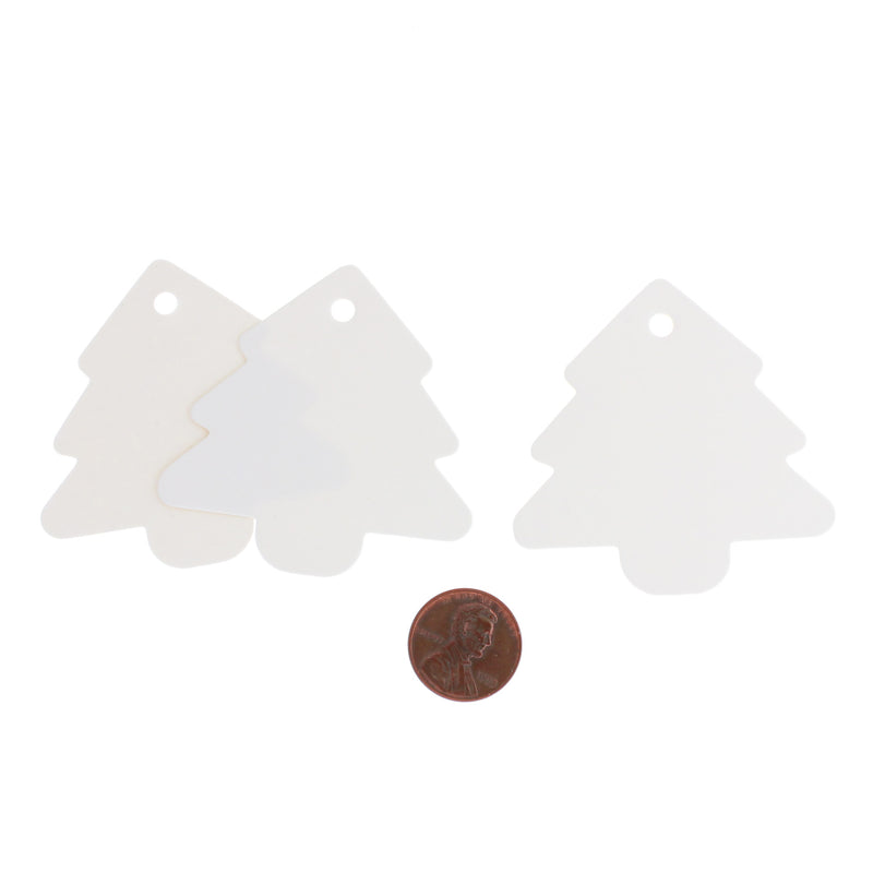 20 étiquettes en papier sapin de Noël blanc - TL177