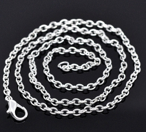 Collier chaîne câble argenté 24" - 2mm - 6 colliers - N068