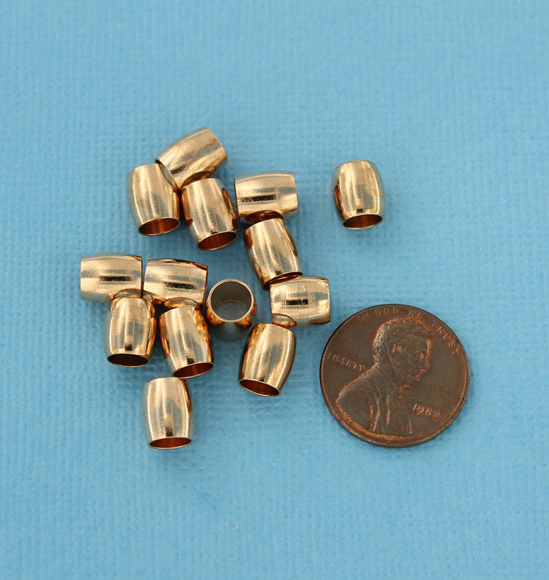 Brass Spacer Beads 7.5mm x 7mm - Gold Tone - 10 Beads - FD454