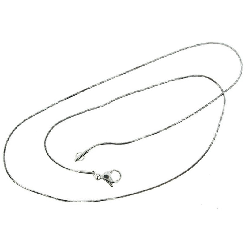 Collier chaîne serpent argenté 18" - 1mm - 1 collier - N491