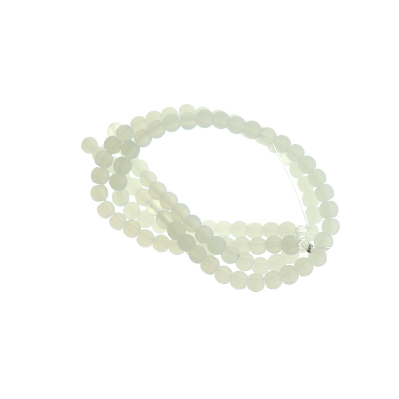 Perles rondes en verre de mer de culture 4 mm - Opale blanche - 1 rang 48 perles - U166