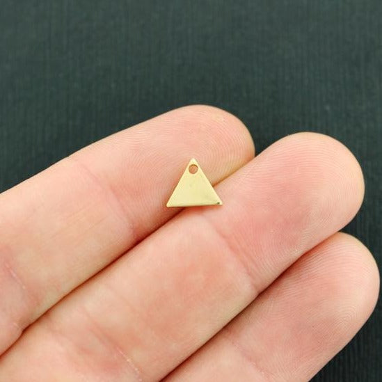 5 Triangle Gold Tone Brass Charms 2 Sided - BR085