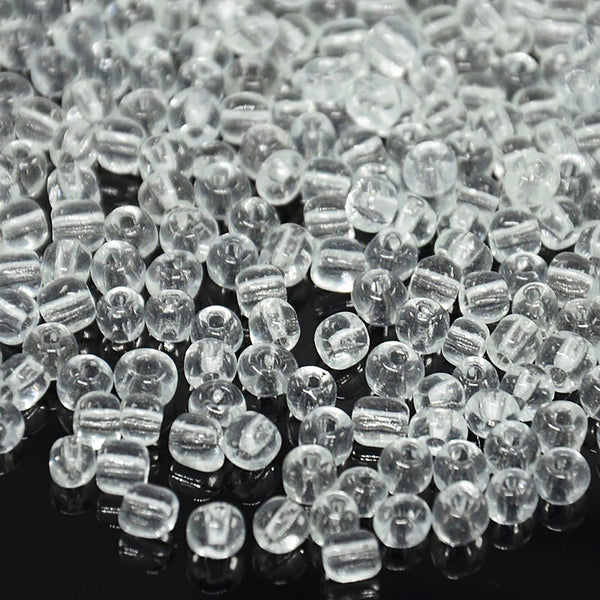 Seed Glass Beads 6/0 4mm - Clear - 50g 500 beads - BD1281