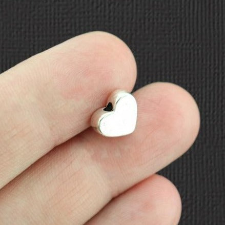 Perles d'espacement de coeur 10mm x 8mm - ton argent antique - 15 perles - SC5741