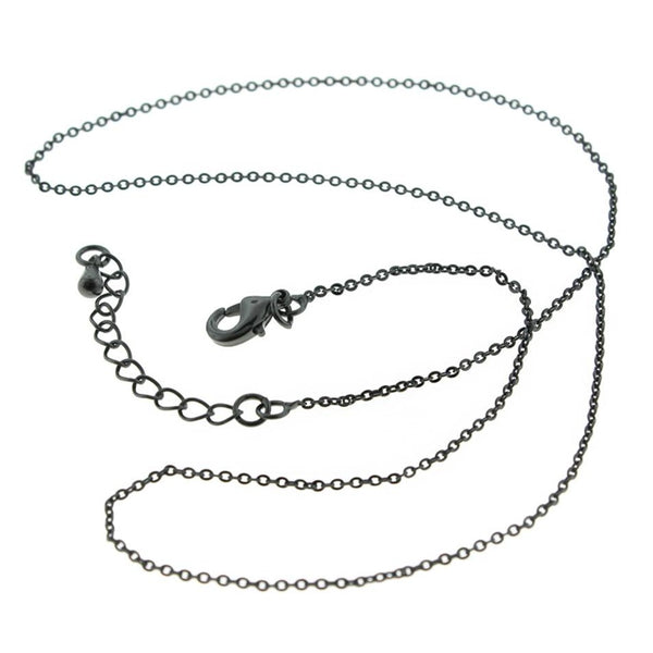 Gunmetal Brass Cable Chain Necklace 16" Plus Extender - 2mm - 1 Necklace - N541