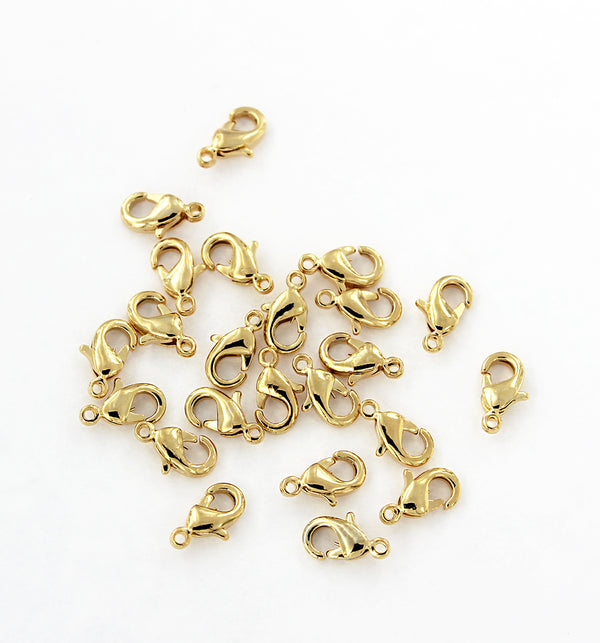 Gold Tone Lobster Clasps 9mm x 5mm - 5 Clasps - FF253