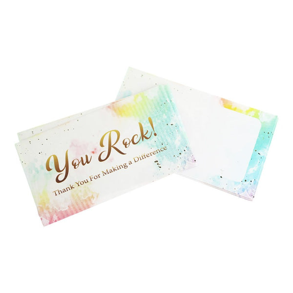 50 Thank You Business Cards - "You Rock! Thank you for making a difference!" - TL268