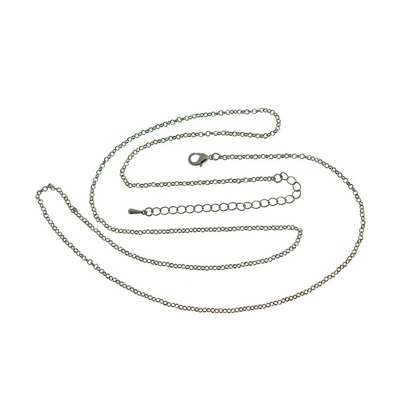 Silver Tone Cable Chain Necklace 32" Plus Extender - 2.5mm - 1 Necklace - N362