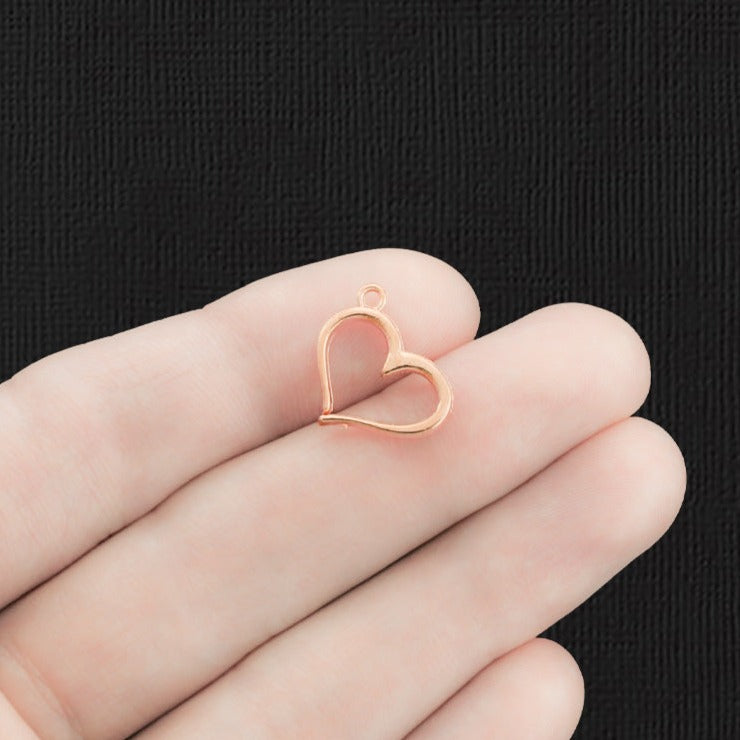 BULK 50 Heart Rose Gold Tone Charms 2 Sided - GC028