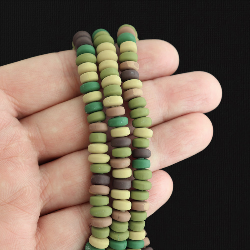 Perles en pâte polymère Abacus 6mm x 3mm - Tons de terre - 1 brin 110 perles - BD1254